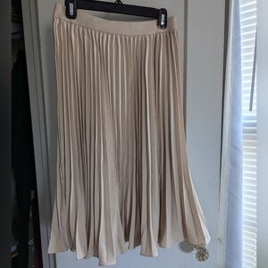 Grace Karin Cream A-Line Pleated Skirt